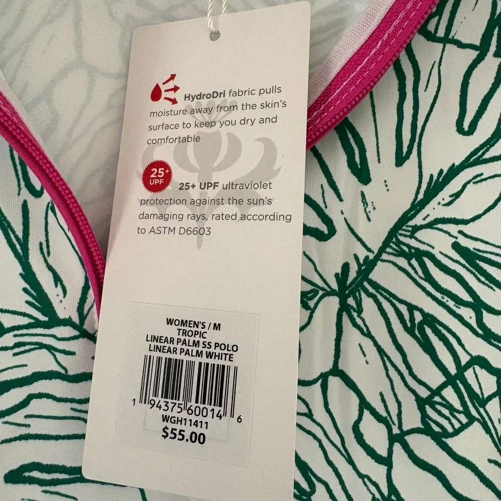 Lady Hagen Womens Green White Monstera Leaf Quarter Zip Golf Polo Shirt M - Picture 11 of 12